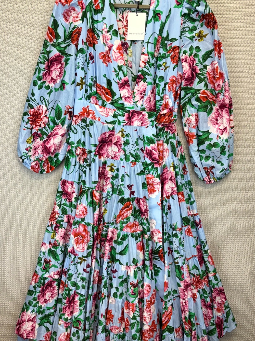 NWT Gibson Latimer Midi Wrap Dress Med Floral Tiered Cottagecore Garden Party